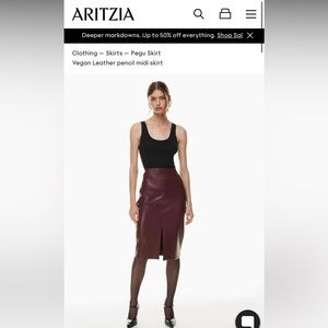 Babaton Leather MIDI Skirt